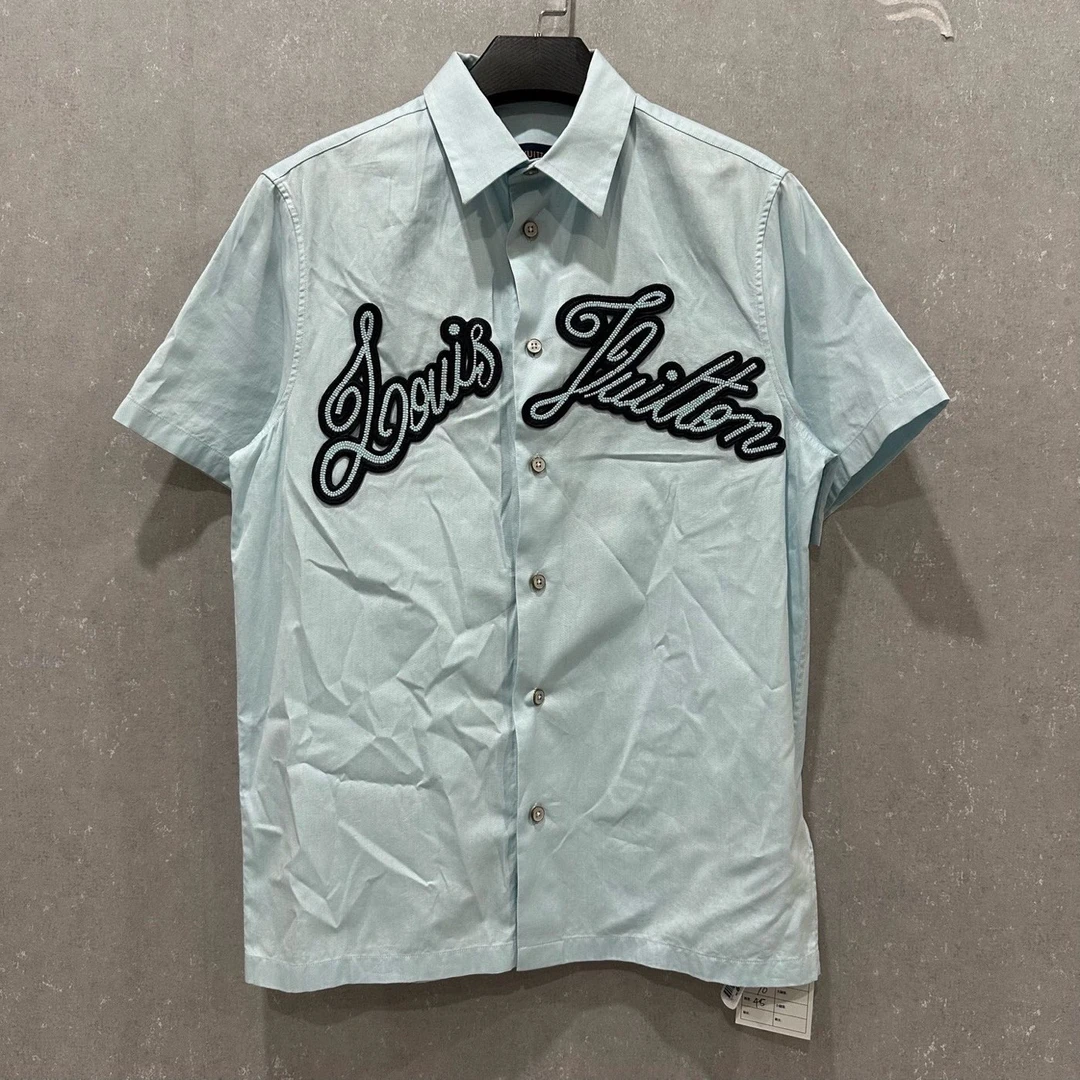 99新 LouisVuitton/路易威登 刺绣logo短袖衬衫 XXS码 006164