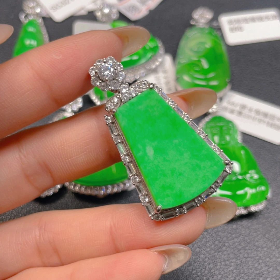 翡翠银S925镶嵌吊坠(不含链)