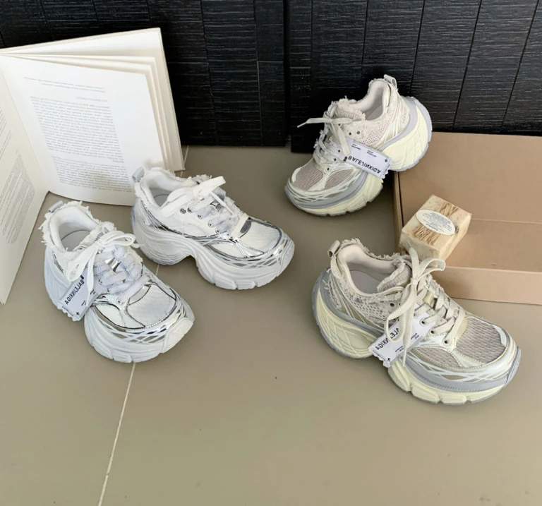 MIVEAKA米薇卡 做旧老爹鞋厚底网面透气运动鞋【交个朋友】