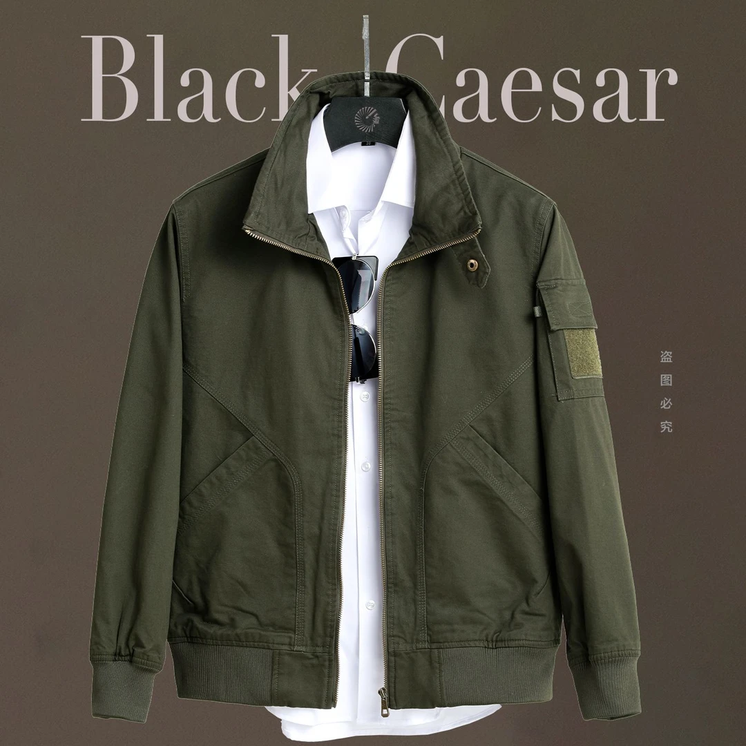 工装夹克男春秋季中青年宽松大码休闲上衣服潮流复古美式翻领外套