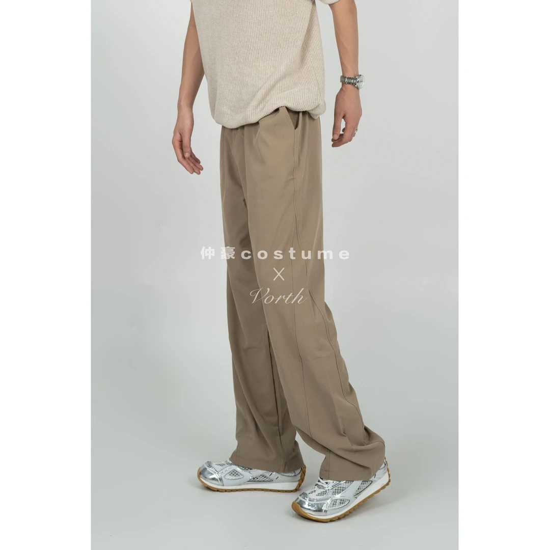 「仲豪」“马吉6号复线”四角线冰丝休闲裤直筒休闲高级感宽松长裤