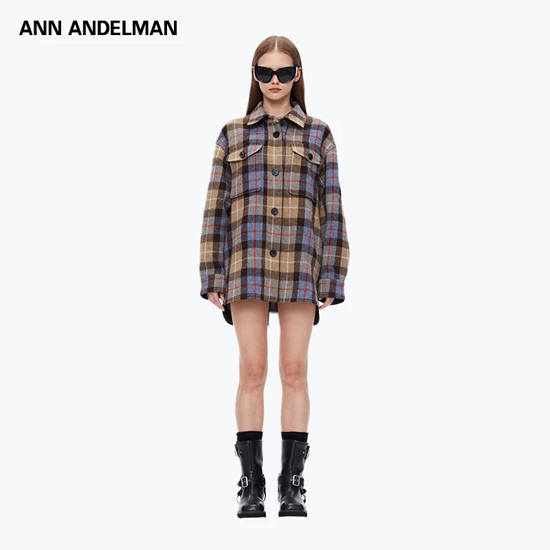 ANN ANDELMAN春季格纹衬衣休闲衬衫女polo外套