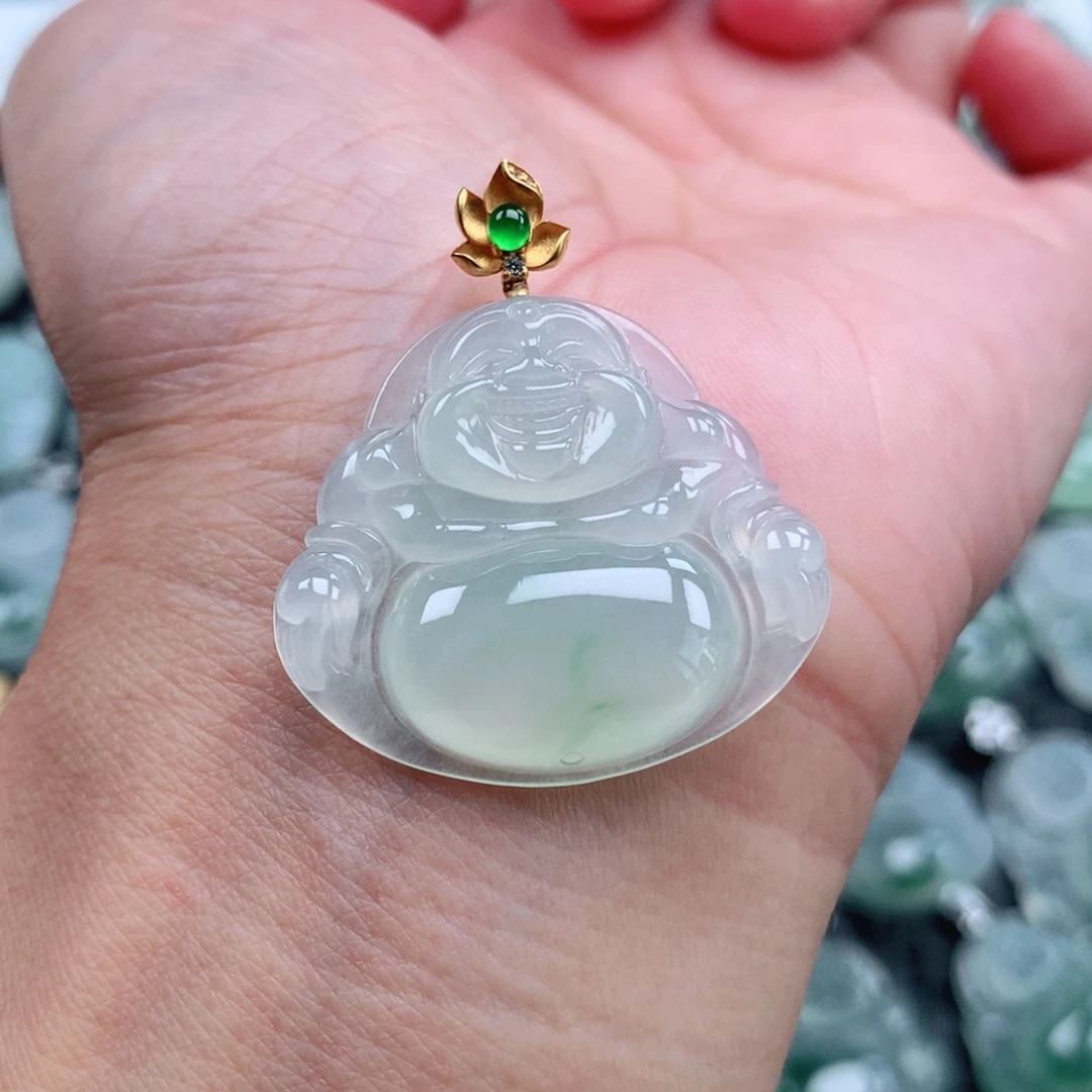 翡翠18K金镶嵌吊坠(不含链)