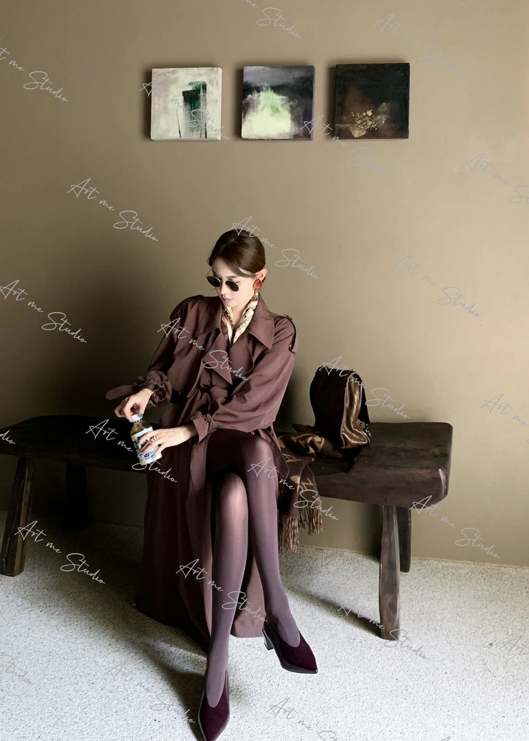 姐感高智精英气场型超显瘦自然垂腔调仿铜氨手感风衣外套w1820l2