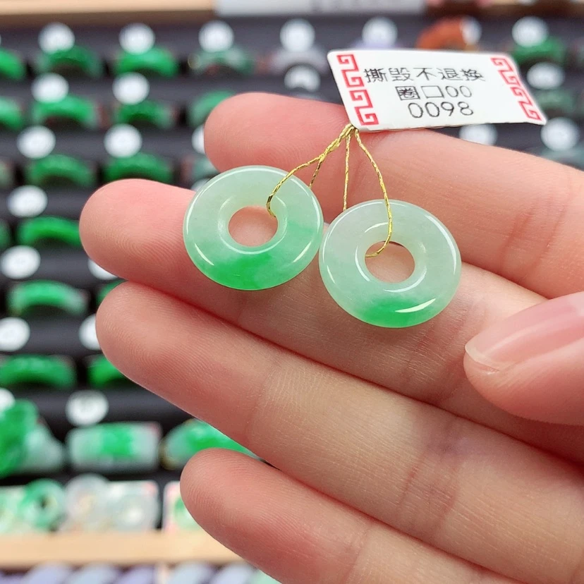 【闪购商品】未镶嵌戒指翡翠甜甜圈一对