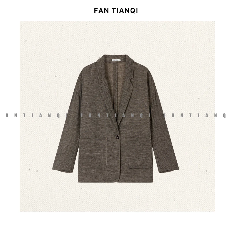 范天奇/FAN TIANQI【色纺纱西装】色织花纱棉轻薄西装外套FJOT56168