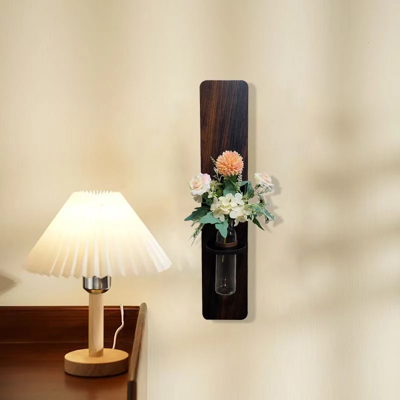 创意墙上装饰实木插花玻璃水培挂件玄关日式门后绿植卧室客厅654