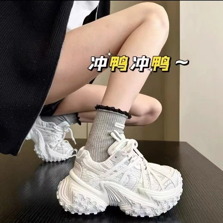 25夏季透气增高百搭休闲时尚老爹鞋时尚学生上班女复古厚底运动鞋