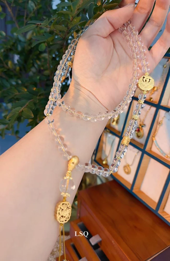 铜合金项链 SQ思岐新中式-晶透百搭白水莲花项链5622