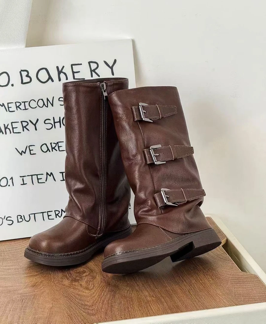 时装靴女鞋高筒靴百搭骑士高帮中筒休闲马靴时尚