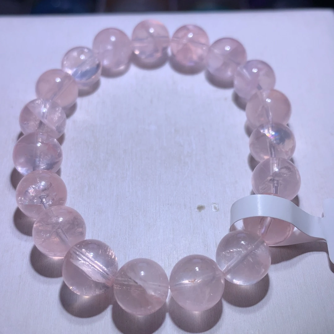 银S925镶嵌手串水晶粉啊赛10.9m