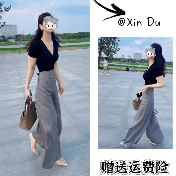 2025夏季新款时尚显瘦气质女士网红洋气两件套百搭款D21992