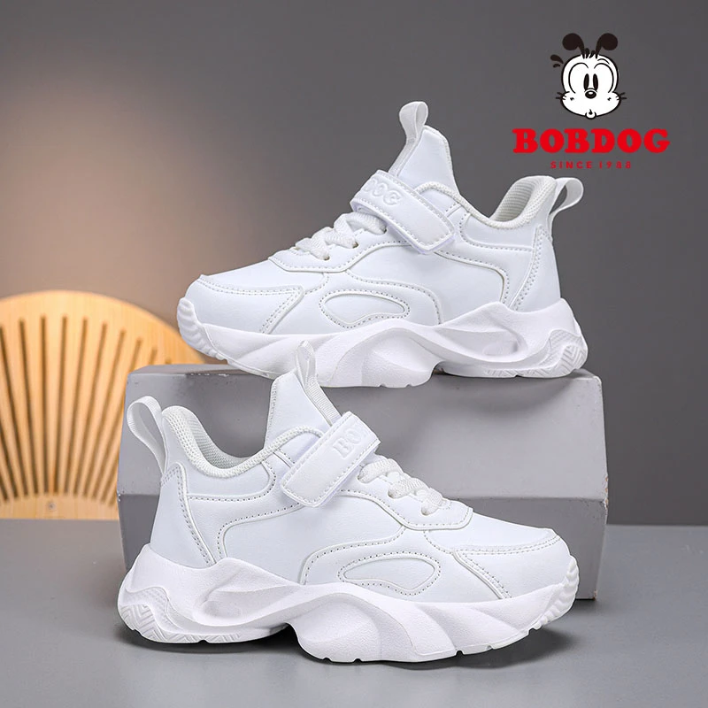 巴布豆小白鞋男童春秋款网面鞋子2025新款透气儿童白色运动鞋女童