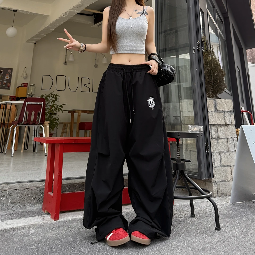 美式街头hiphop爵士舞运动裤宽松大板型香蕉裤薄款弯刀伞兵工装裤