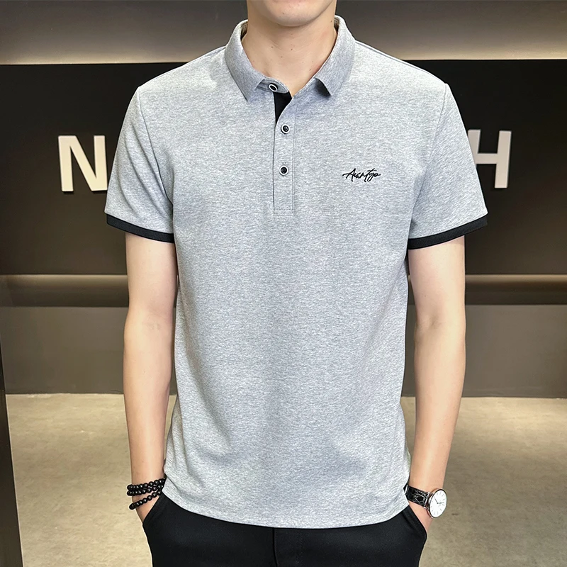 POLO衫男短袖夏季薄款简约百搭男士纯色t恤运动休闲透气翻领体恤