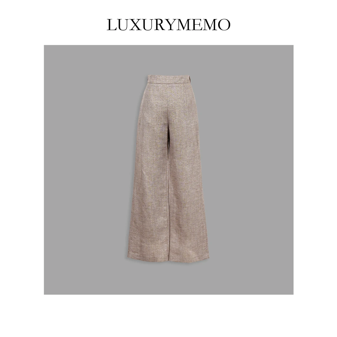 【里约艺术】气质老钱风垂感宽松亚麻阔腿裤通勤百搭老钱风夏季新款