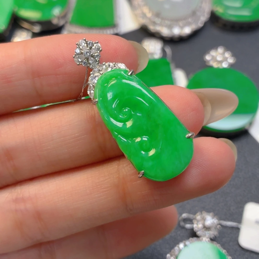 翡翠银S925镶嵌吊坠(不含链)