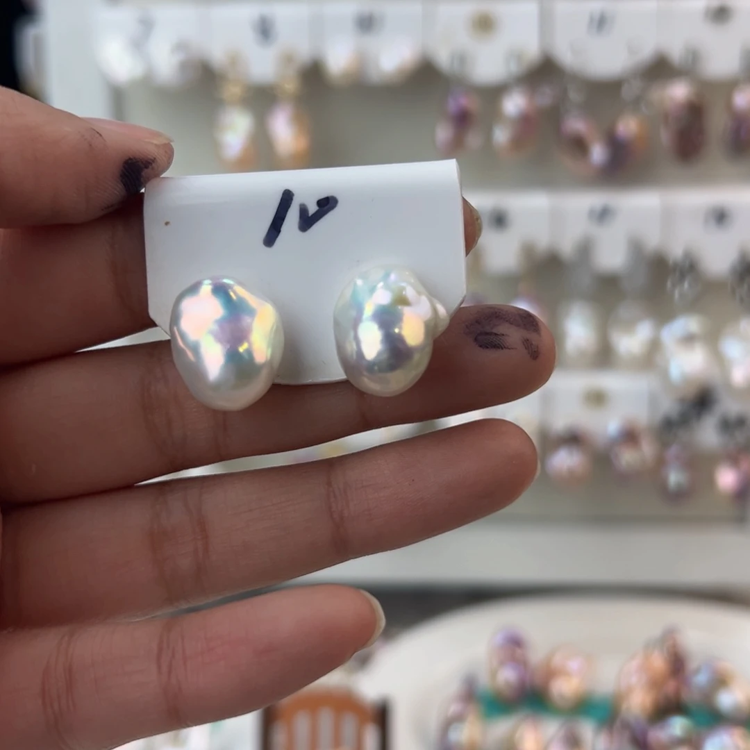 淡水珍珠耳饰银S925镶嵌关*