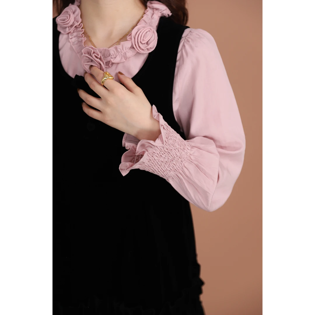 美静 天丝棉粉紫色上衣XMZH5898