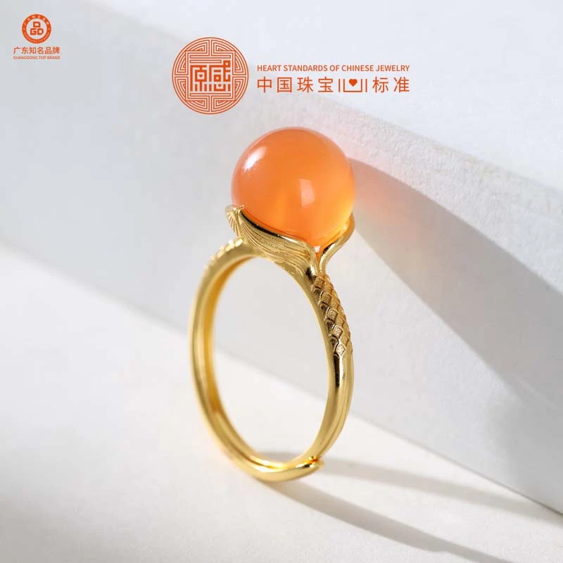南红圆珠S925银复古戒指