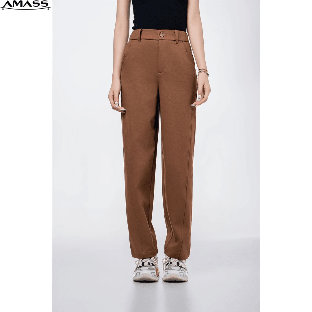 AMASS/阿玛施休闲裤高腰宽松舒适时尚百搭香蕉裤磨毛保暖5100529