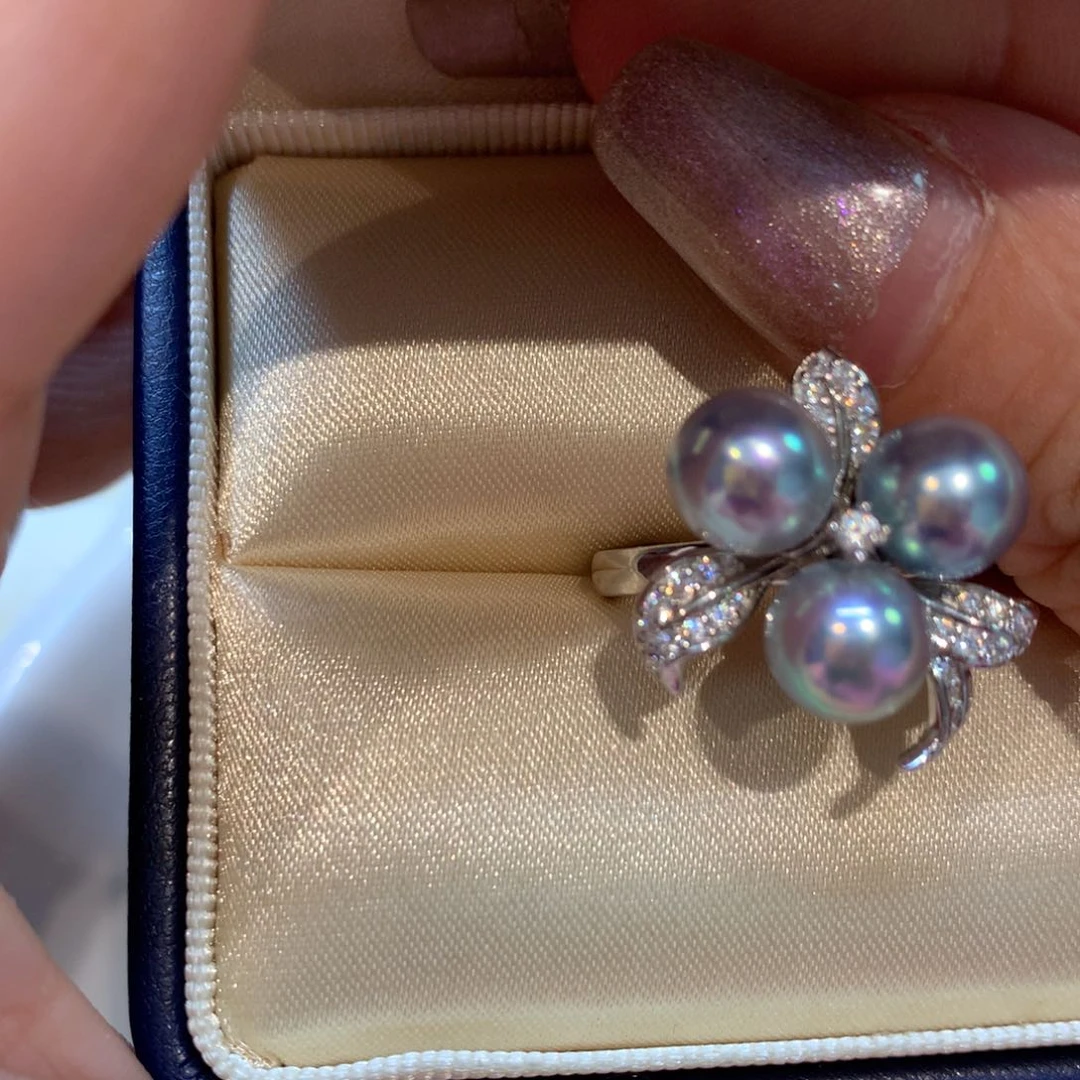 海水珍珠戒指银S925镶嵌