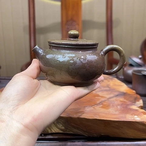 戬谷龙窑坭兴陶柴烧茶壶840