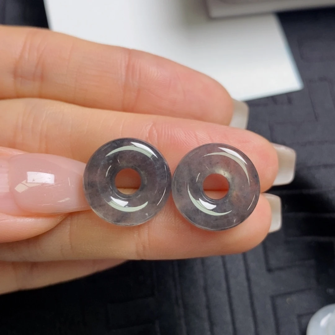 翡翠未镶嵌耳饰高冰乌鸡甜甜圈