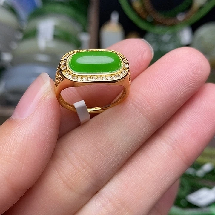 和田玉银S925镶嵌戒指