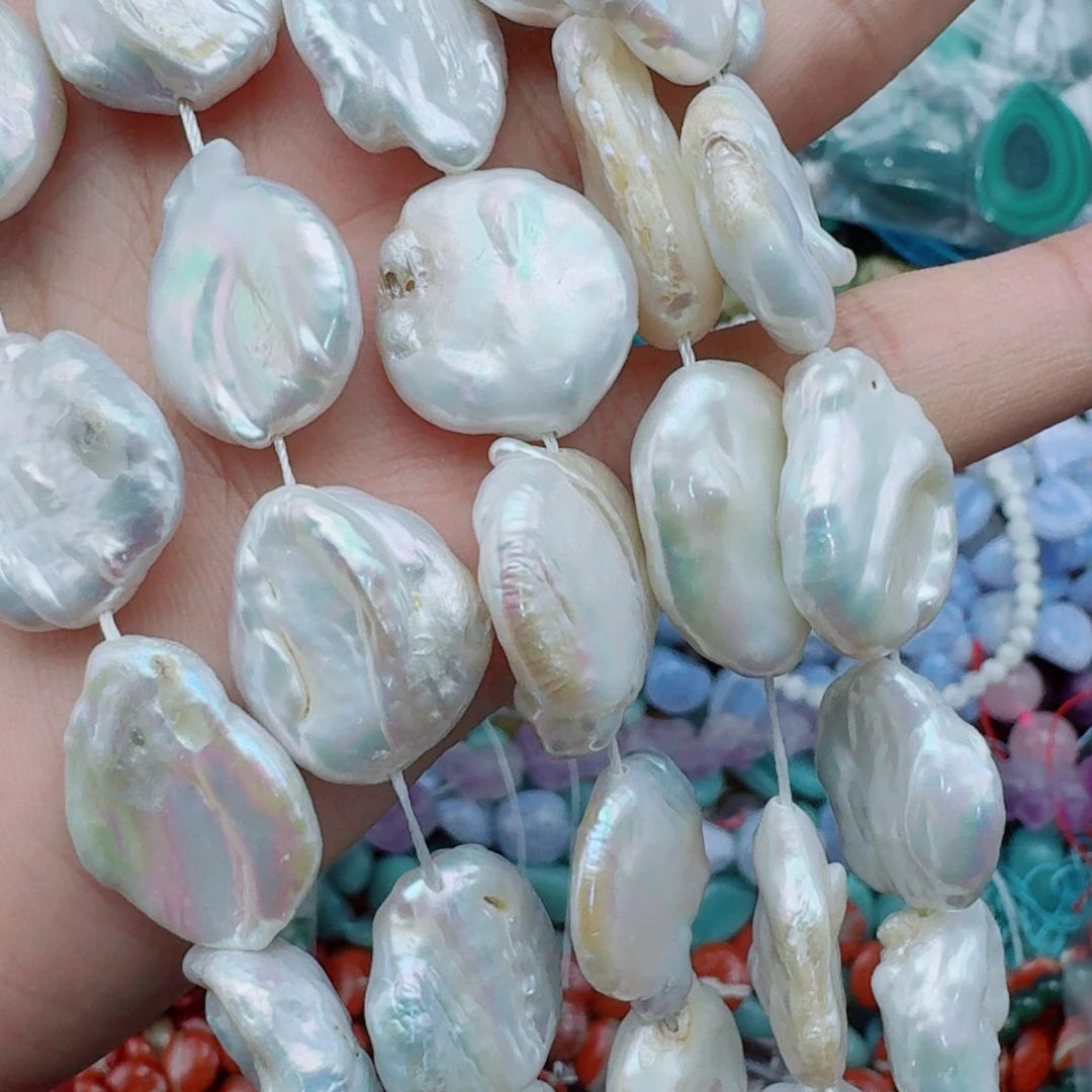 玛瑙/玉髓合金珠宝半成品巴洛克珍珠圆饼一条