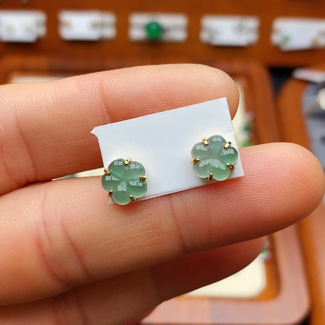 银S925镶嵌翡翠耳饰