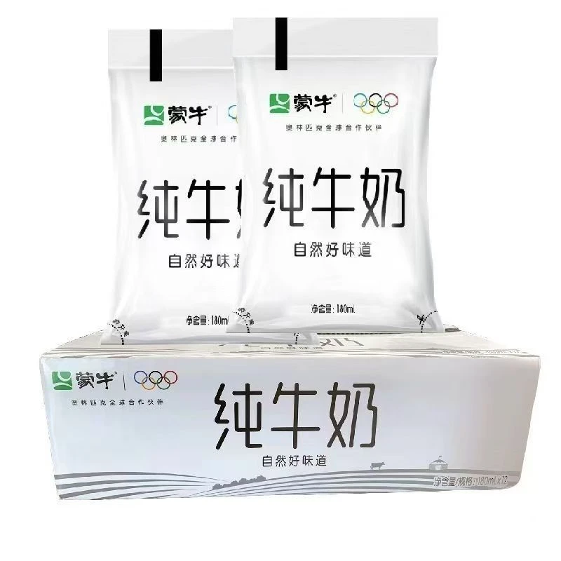 10月蒙牛小白袋纯牛奶180ml*12袋