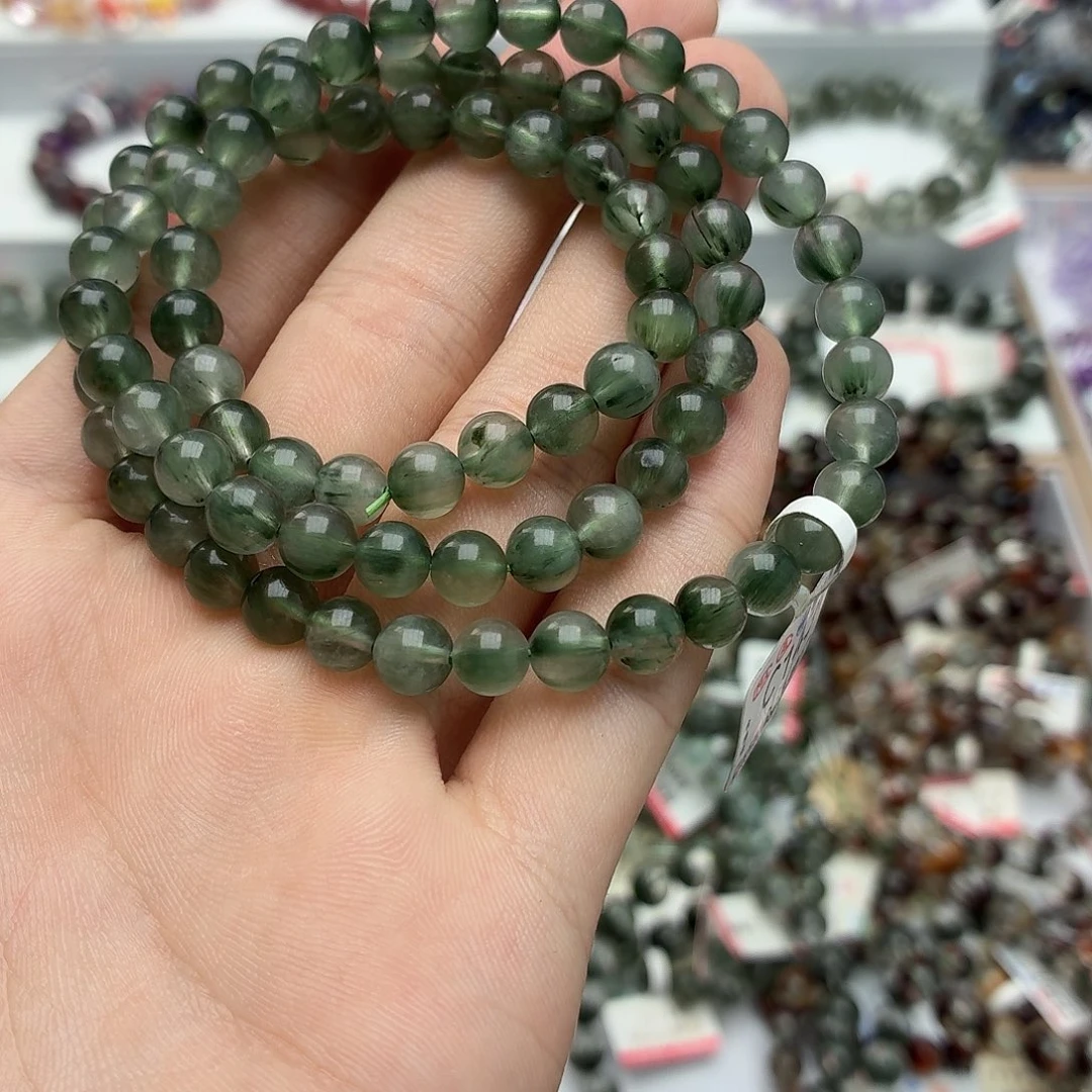 水晶手链未镶嵌C143绿发金多圈