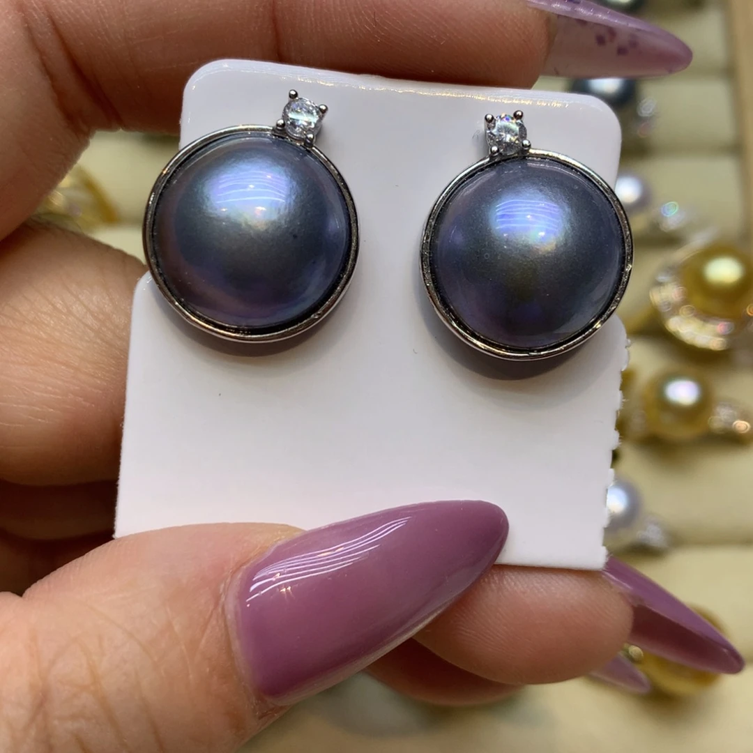 耳饰拼合珍珠（马贝珠）未镶嵌