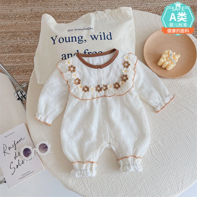 婴幼儿衣服女宝宝连体衣满月百天超萌可爱哈衣春季外出哈衣爬服