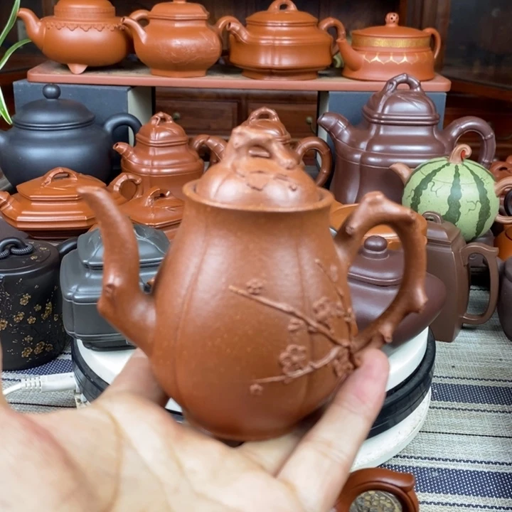 茶壶紫砂傲梅神韵180cc原矿宝山红降坡泥特价