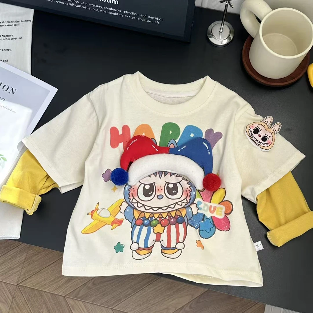 【立体玩偶】2025秋装新款韩版洋气时髦纯棉男童女童T恤长袖打底