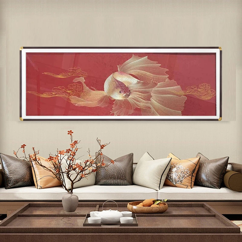【银河】金鱼实物装饰画客厅话沙发背景墙挂画220*80