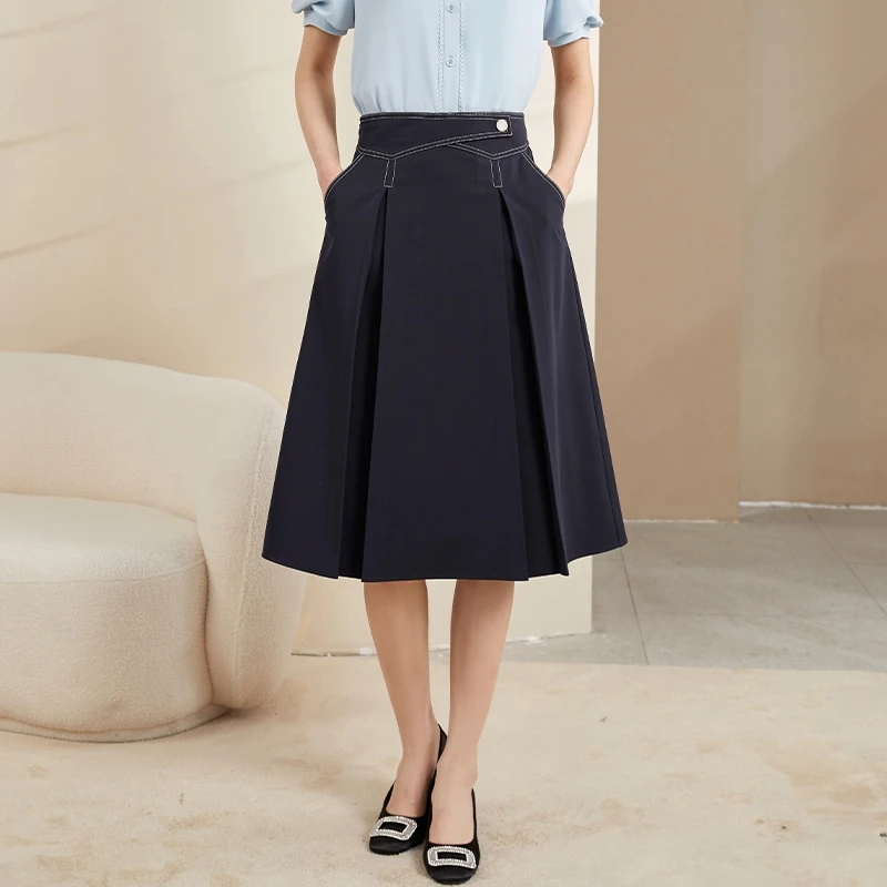 【无龄迷笛】曼贝8361055双色女士半身裙A字裙裙子高腰