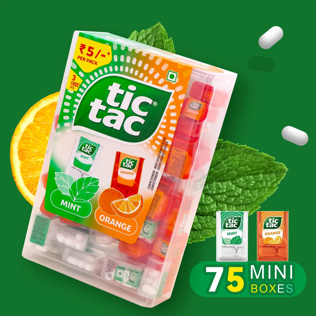 印度tictac香橙薄荷糖mini独立包装嘀嗒糖润喉口气清新便携分享装