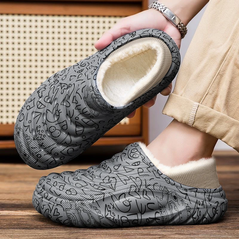 男士棉拖2025年秋冬新款加厚保暖踩屎感防滑居家棉拖鞋百搭包头拖