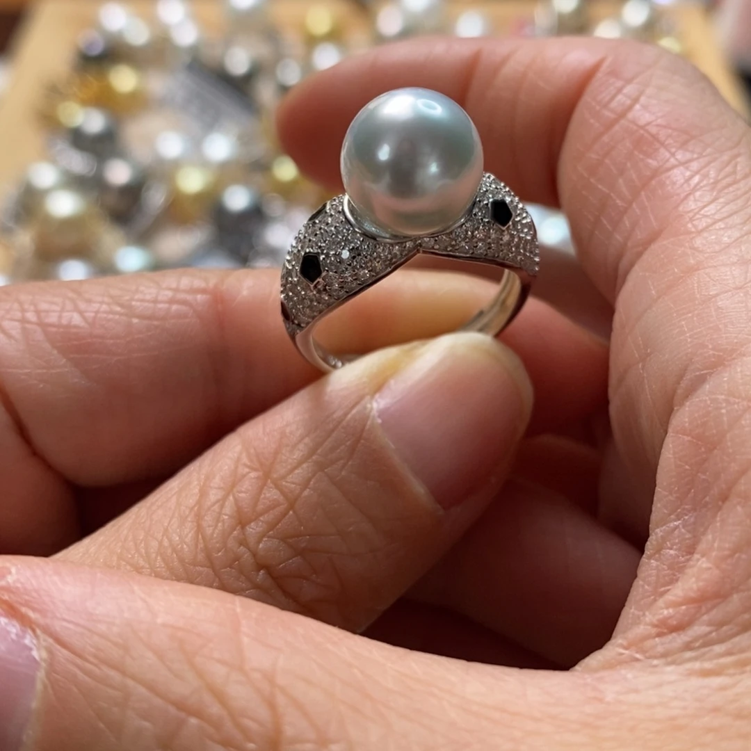 海水珍珠戒指银S925镶嵌