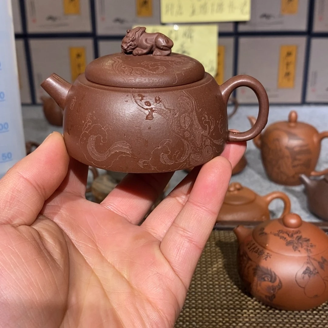 紫砂茶杯精工半手小品貔貅125cc