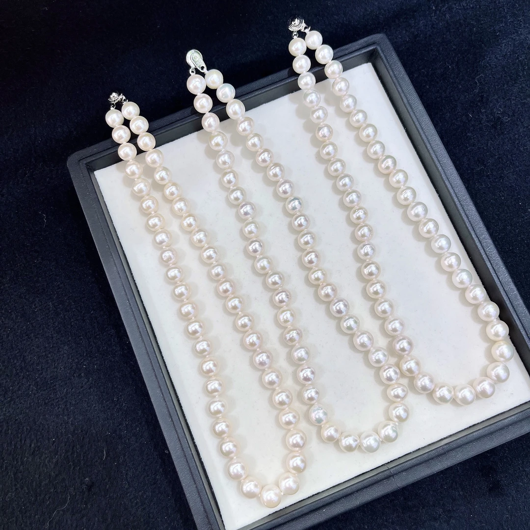 天然珍珠 淡水白珠满珠项链 9-10MM 多样性发一 R010