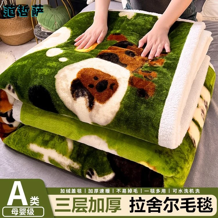 秋冬加厚拉舍尔毛毯被子午睡办公室披肩盖毯珊瑚法兰绒面毯子床单