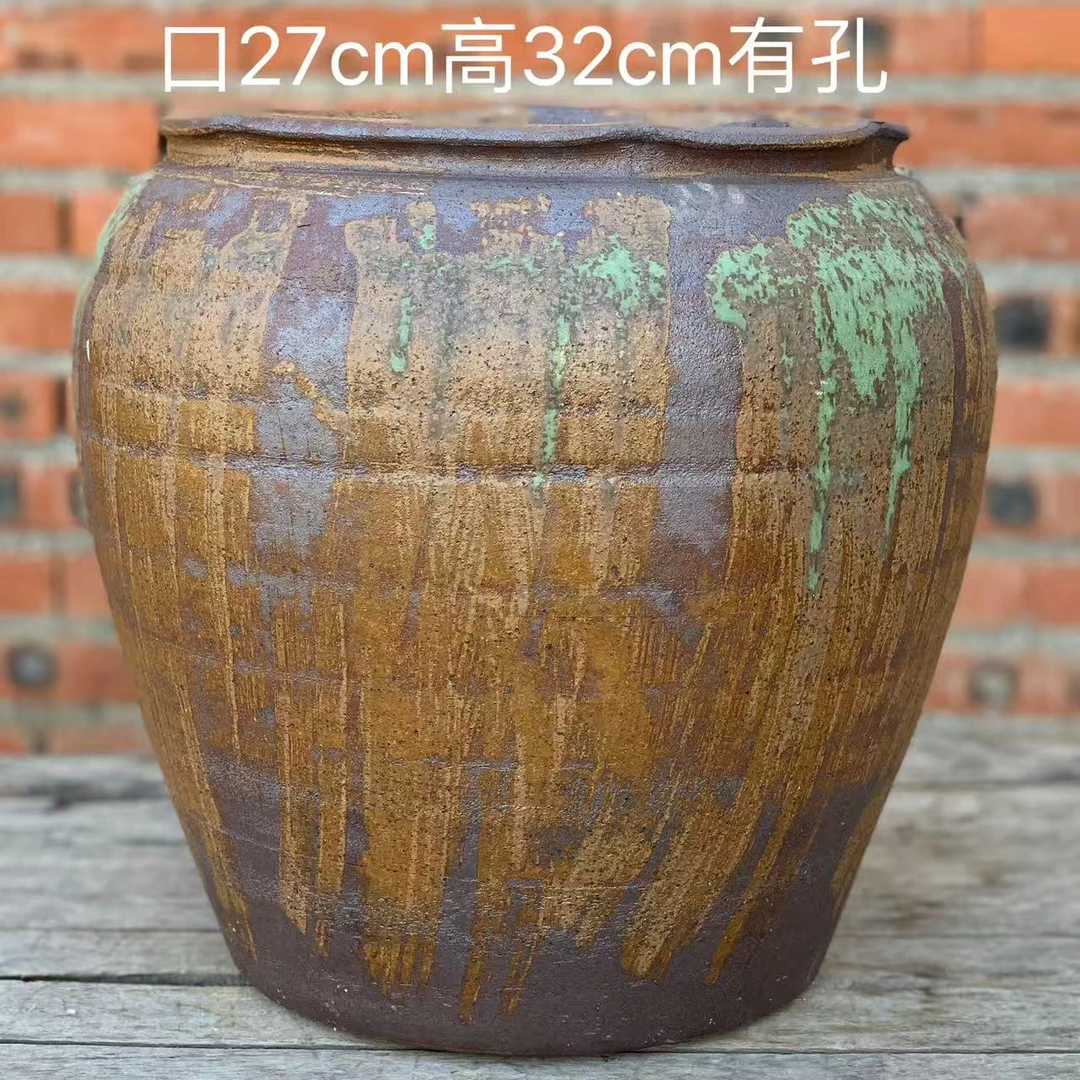 63复古柴烧手工雕刻多肉法师绿植花盆