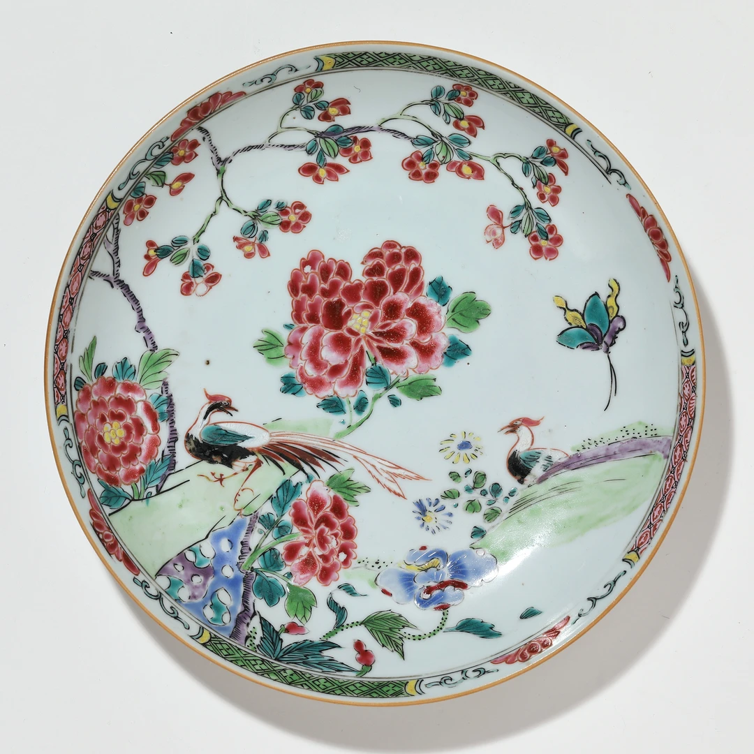 3268清雍正·粉彩花卉纹盘【古董拍卖】