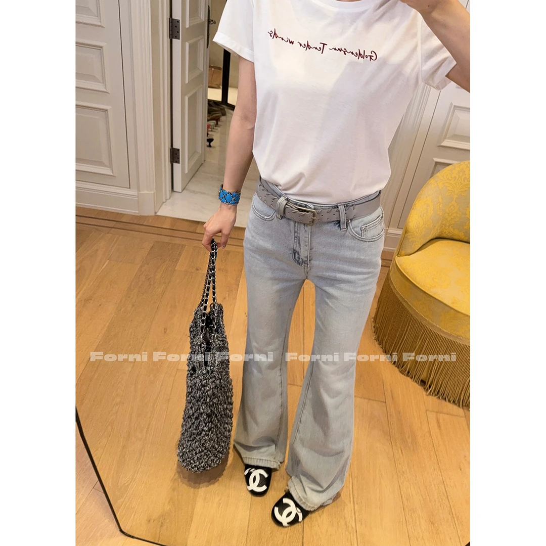 FORNI 腰精裤 口碑万能神裤窄版水洗微喇低腰浅色牛仔裤