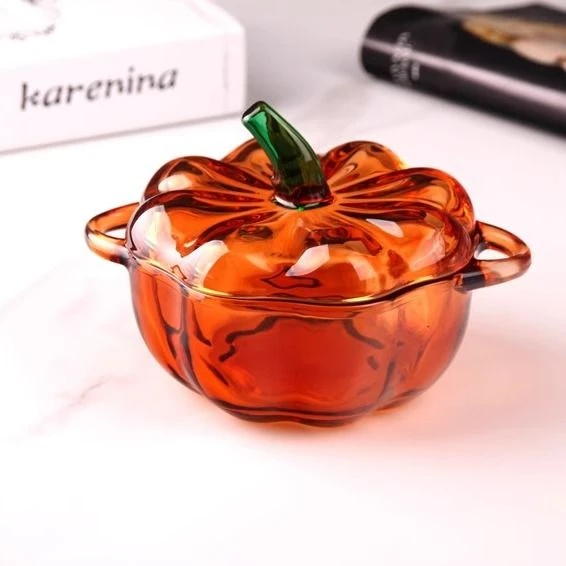 新款创意南瓜糖果罐玻璃糖缸储物罐家居收纳摆件家用欧式带盖透明