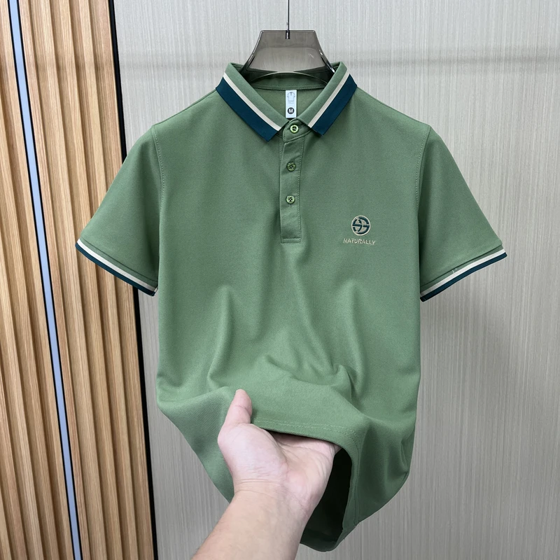 高品质新款男短袖t恤修身纯色休闲翻领Polo衫体恤潮男装上衣半袖